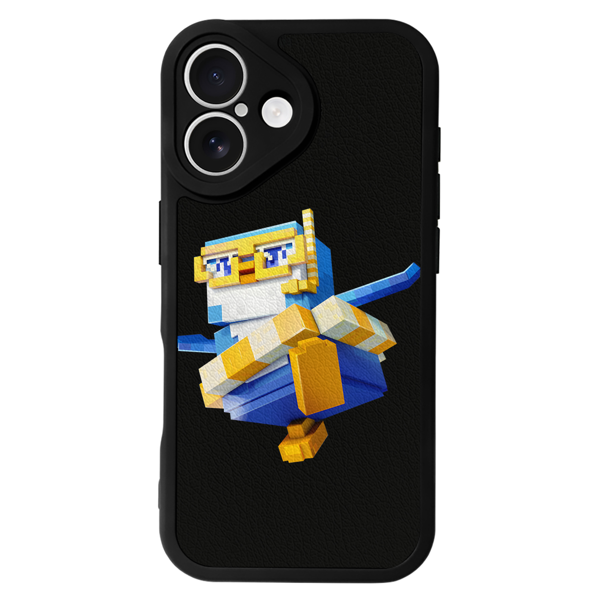 （画像用） マインクラフト ブロックの世界 Minecraft MC Block world 【iPhone 16シリーズ対応】シリコンスマホケース（レザー調） 材質：シリコン